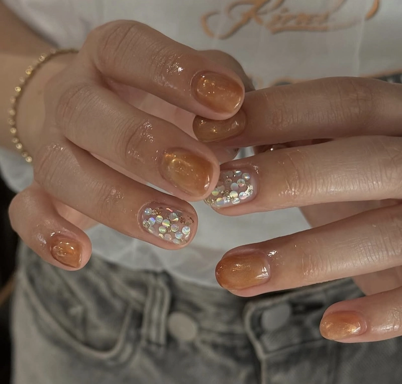 mẫu nail cam thạch đẹp