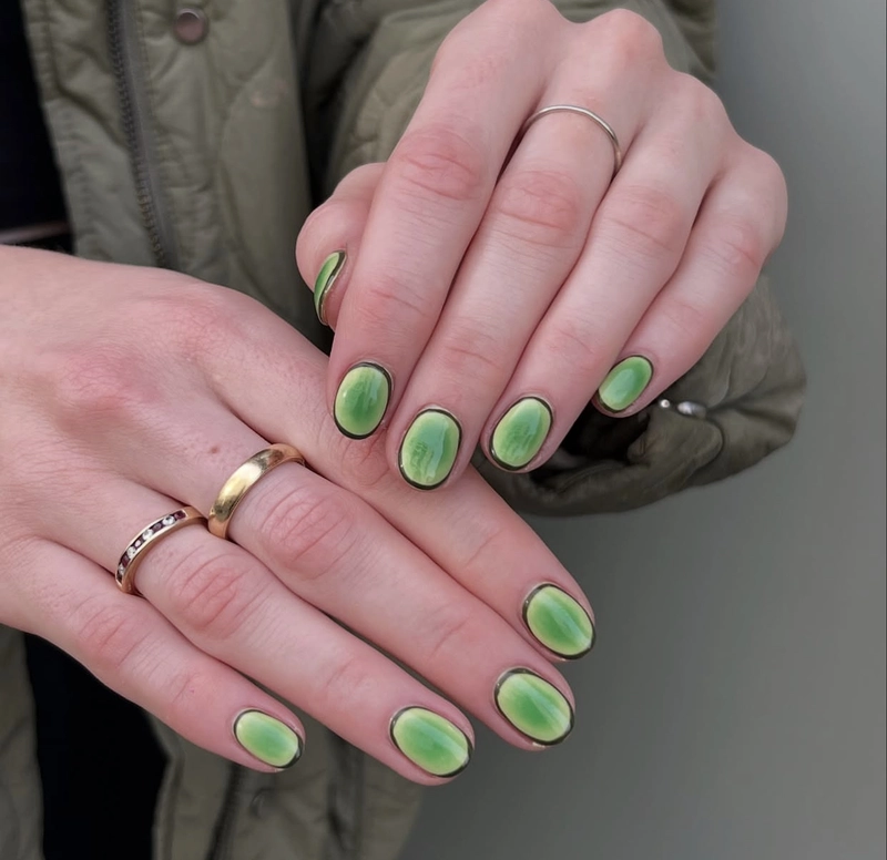 mẫu nail đẹp màu xanh bơ