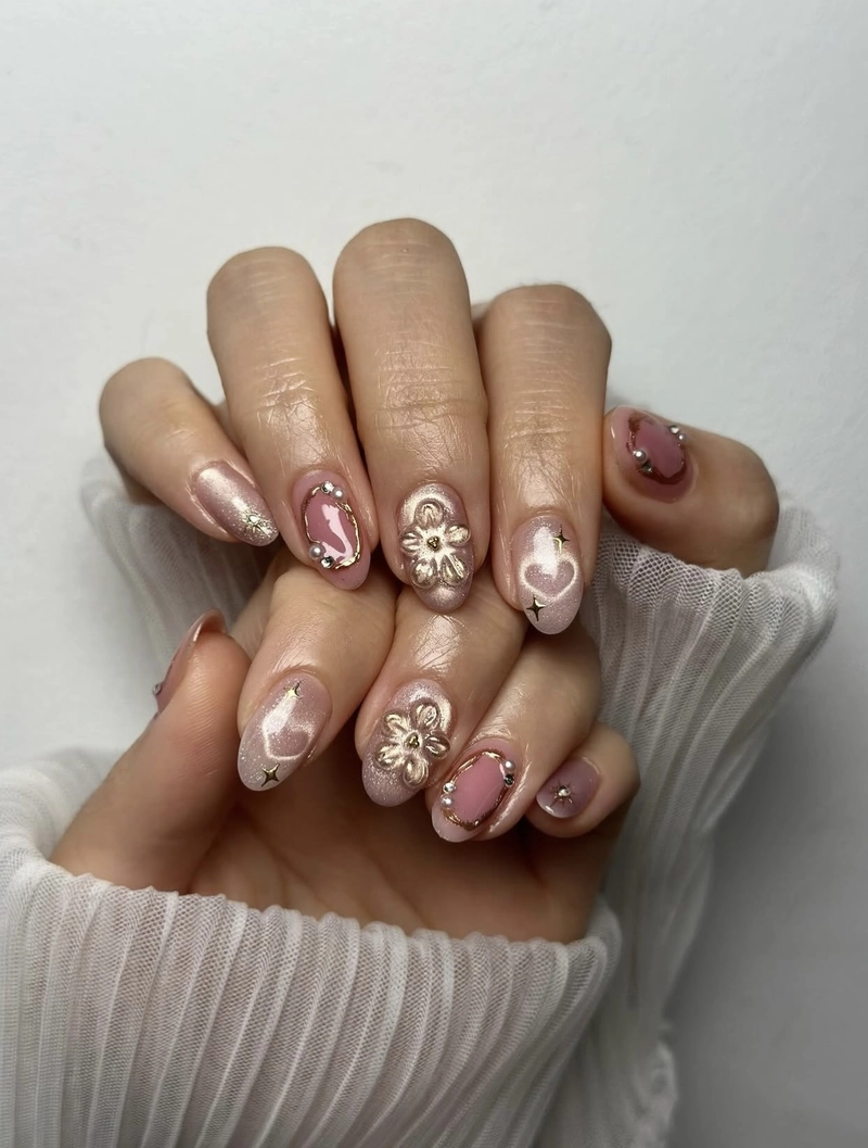 mẫu nail hàn quốc dễ thương