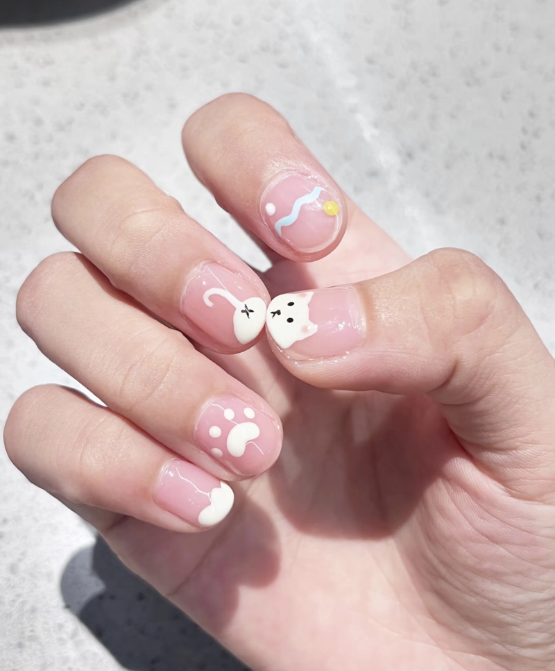 mẫu nail hình con vật dễ thương