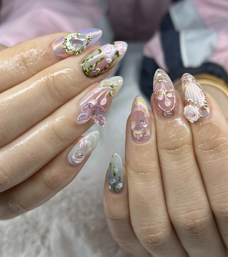 mẫu nail hoa cúc