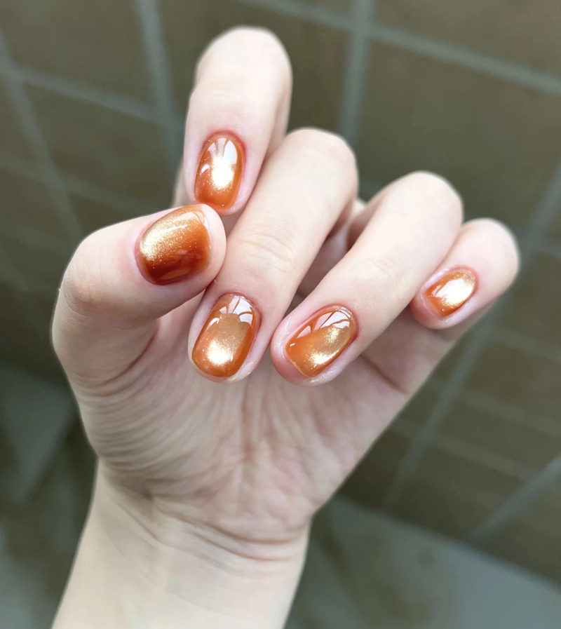 mẫu nail màu cam