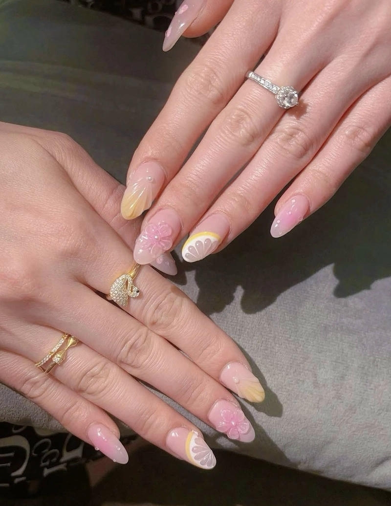 mẫu nail màu hồng pastel cực đẹp