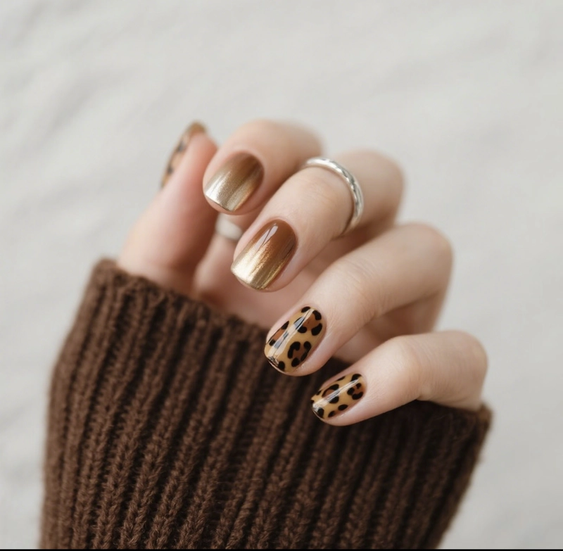mẫu nail màu nâu tây