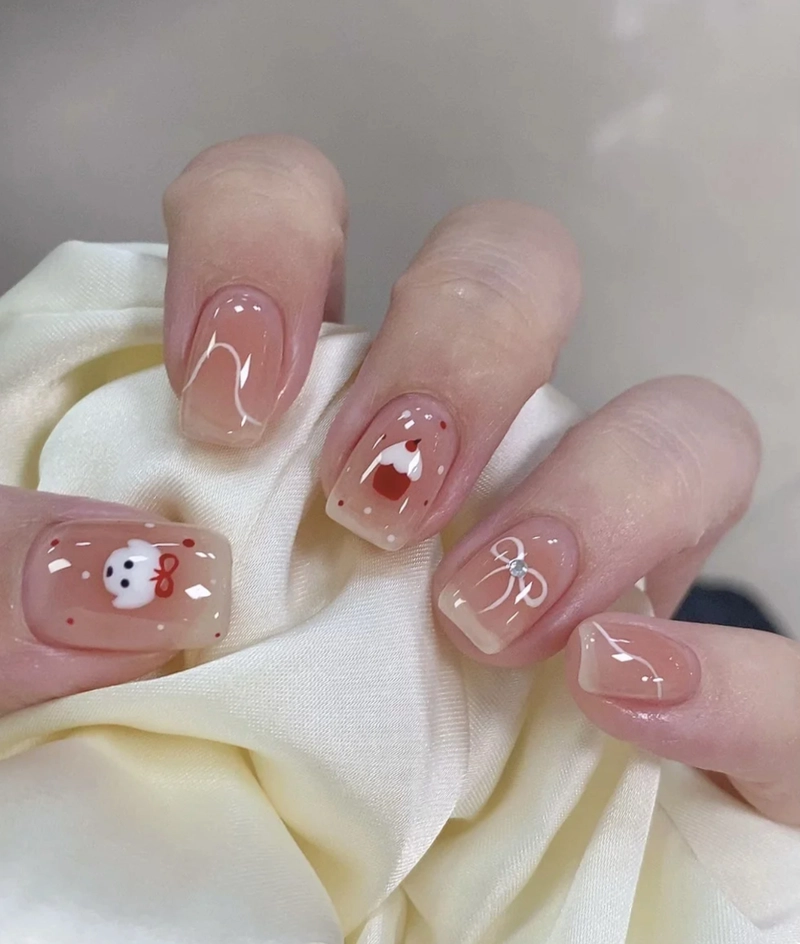 mẫu nail ngắn hàn quốc cực đẹp