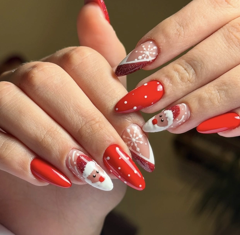 mẫu nail noel móng nhọn