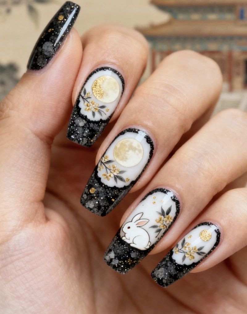 mẫu nail trung thu cung trăng