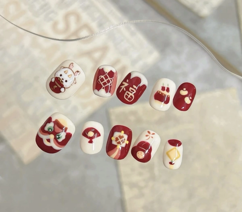 mẫu nail trung thu ngắn