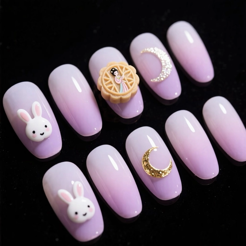 mẫu nail trung thu ombre tím