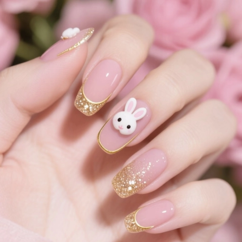 mẫu nail trung thu thỏ ngọc