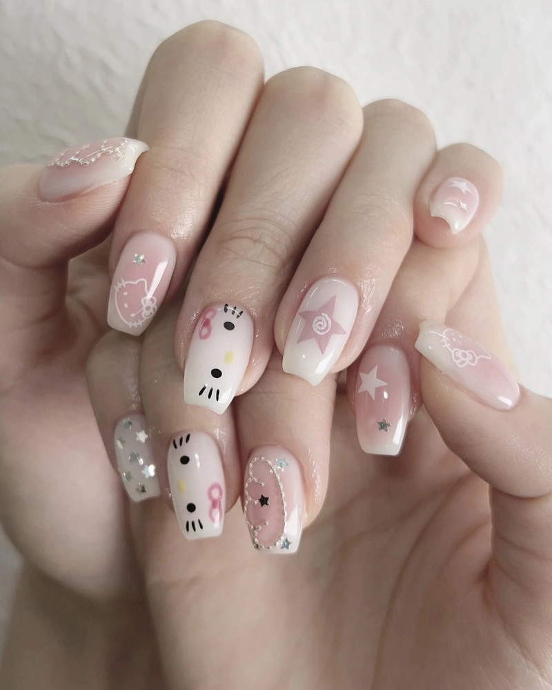 mẫu nail vẽ đơn giản cute