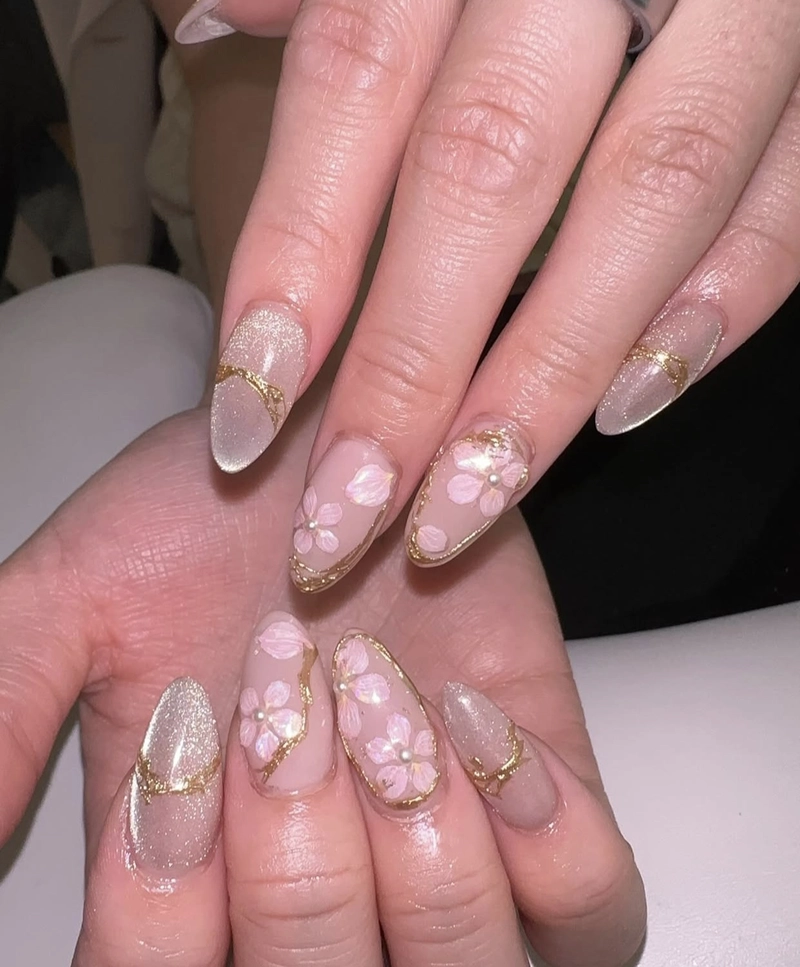 mẫu nail vẽ hoa đẹp nhất
