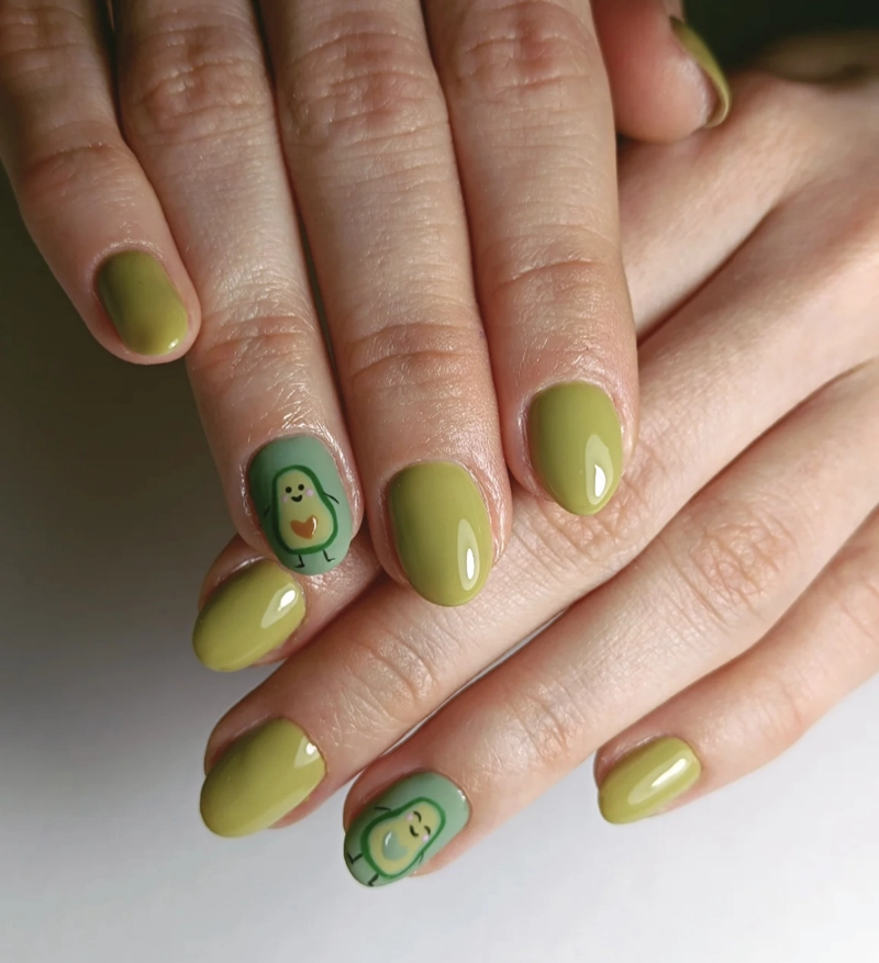 mẫu nail xanh bơ