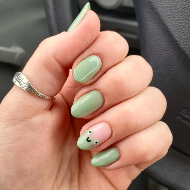 mẫu nail xanh bơ đẹp
