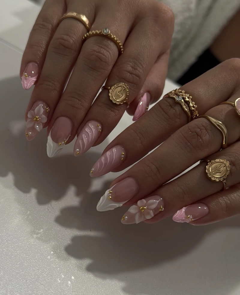 mẫu nail xinh móng nhọn