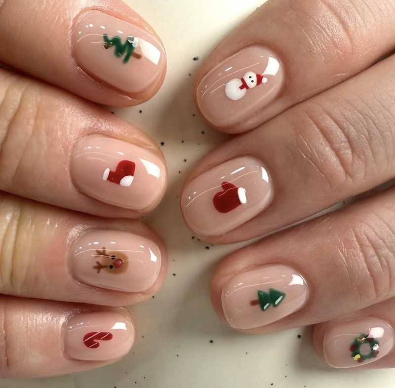 móng tay noel đơn giản