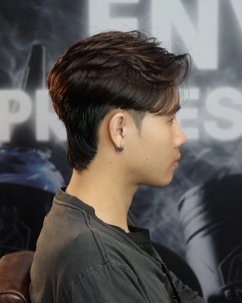 mullet side part dài