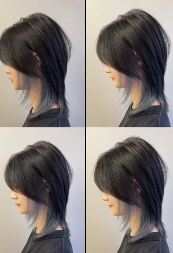mullet wolfcut nữ mặt tròn