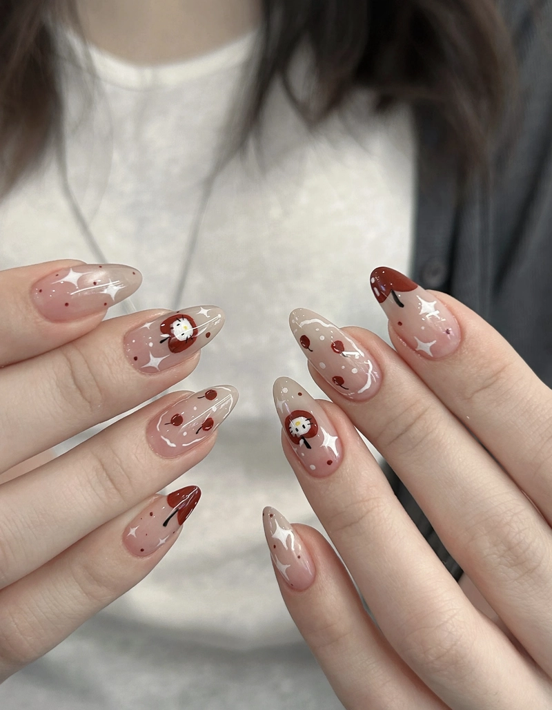 nail cute mẫu nail nhẹ nhàng đi học