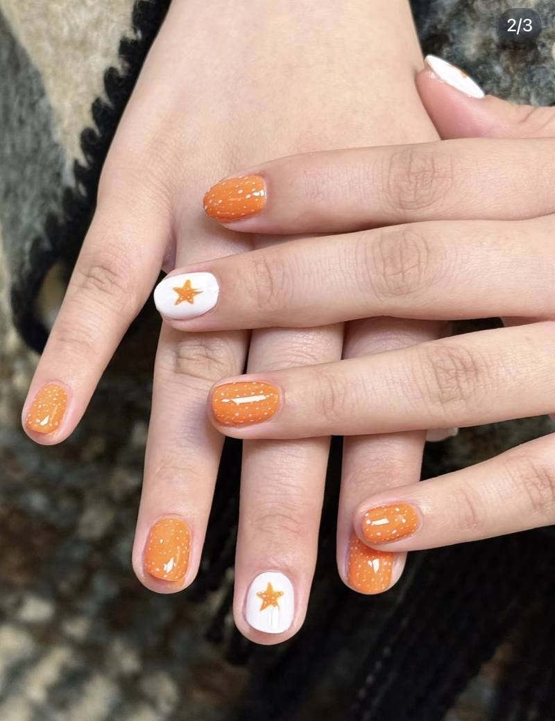 nail màu cam đơn giản