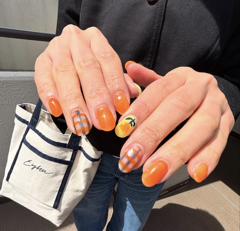 nail màu cam thạch đẹp