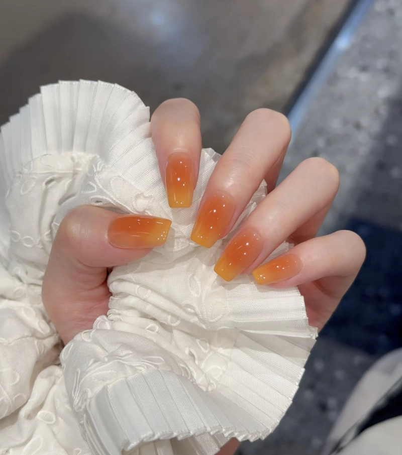 nail màu cam thạch