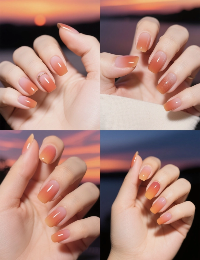nail màu hồng cam