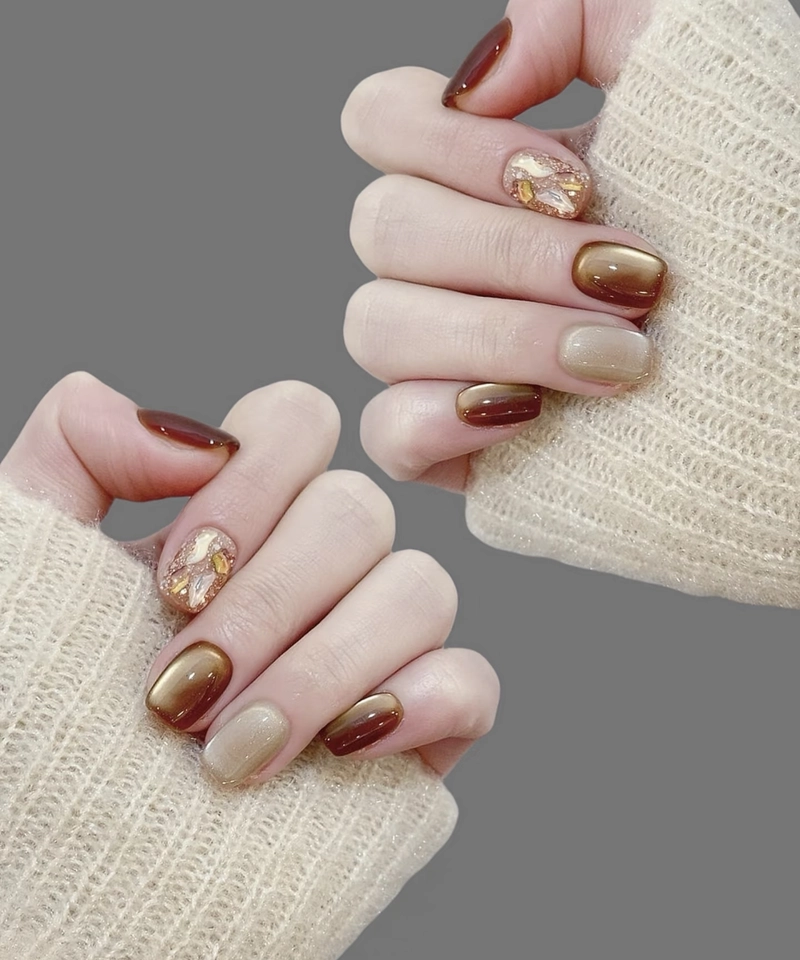 nail màu nâu be đẹp