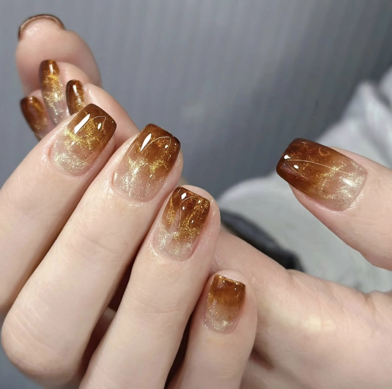 nail màu nâu thạch đẹp