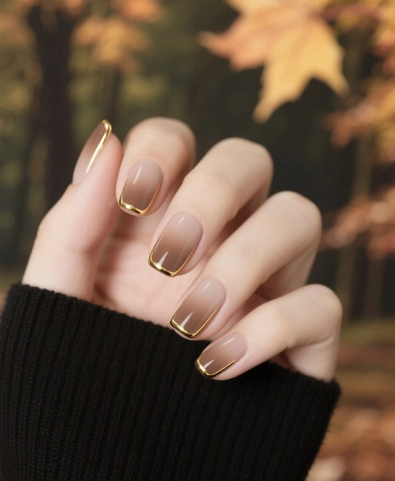 nail màu nâu thạch móng vuông