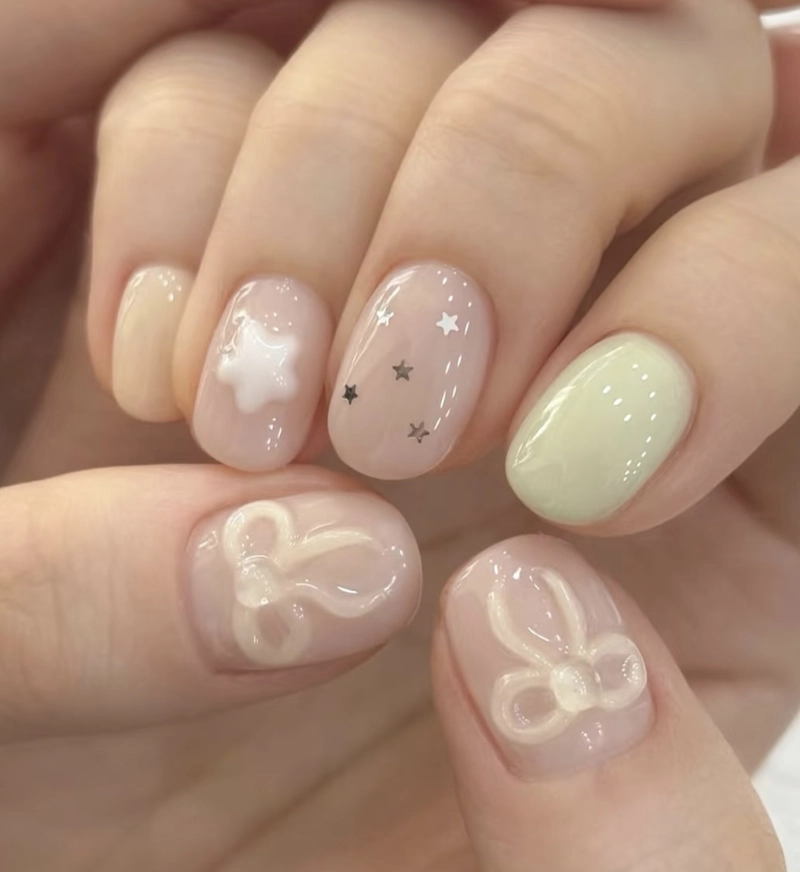 nail tết cho học sinh đơn giản