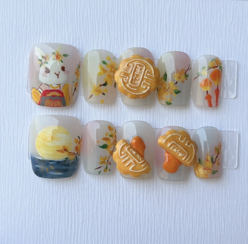 nail trung thu hình bánh