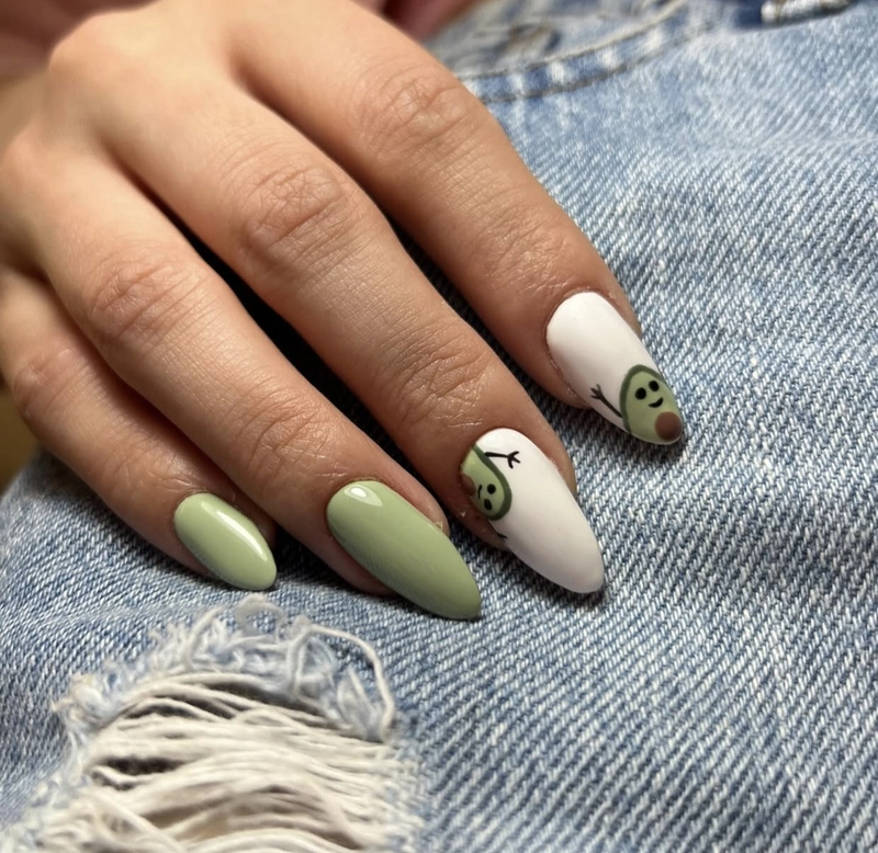 nail xanh bơ trắng đẹp