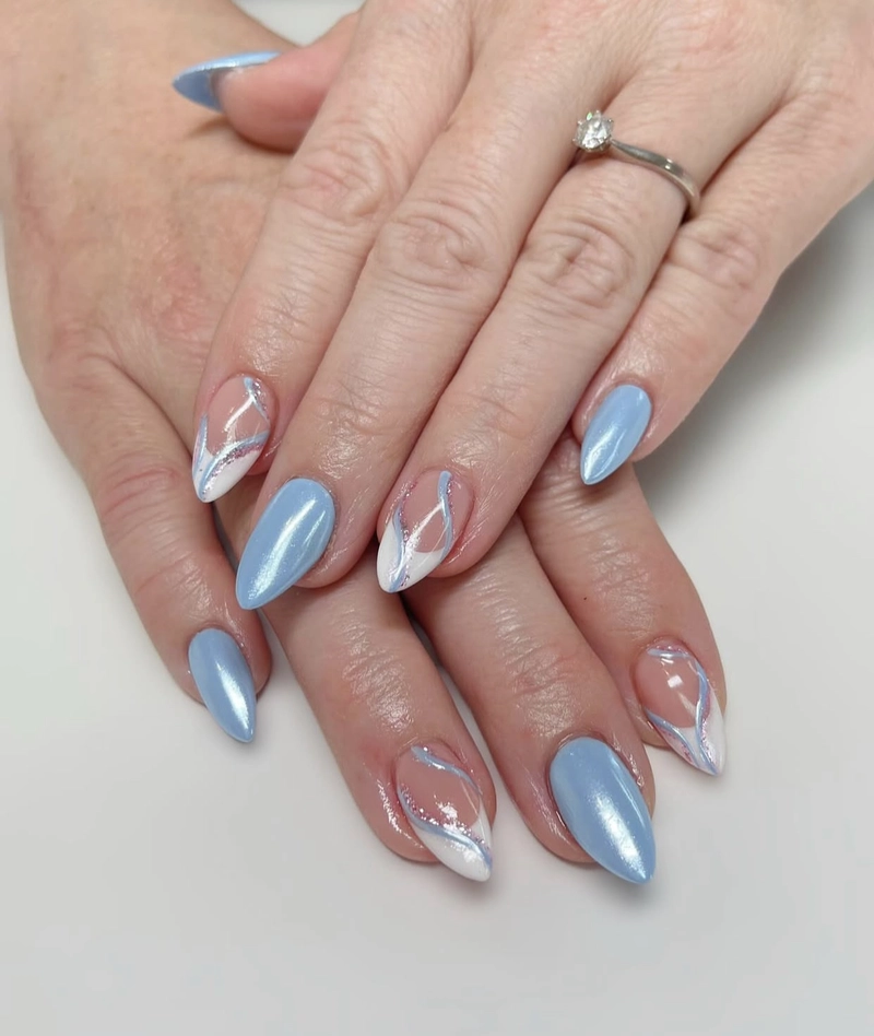 nail xanh dương nhạt