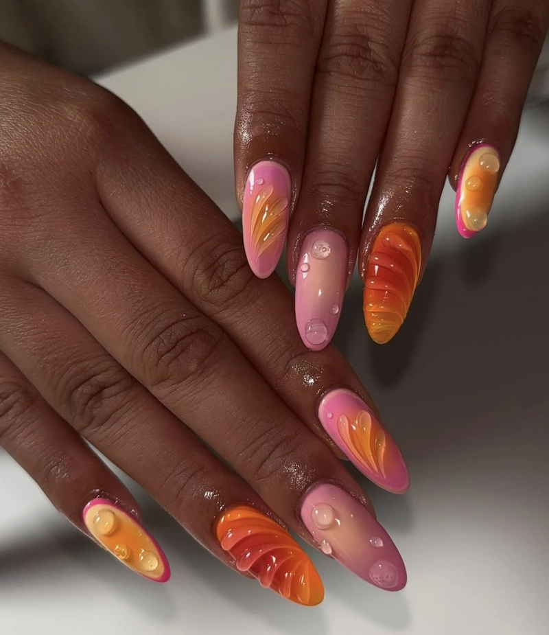 những mẫu nail cho da ngăm màu cam