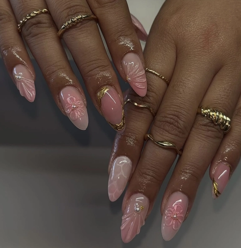 những mẫu nail cho da ngăm màu hồng