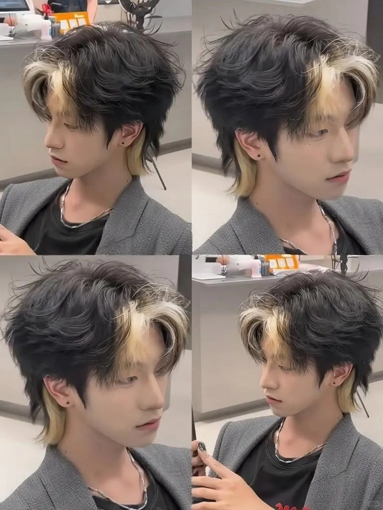 side part 55 mullet nhuộm line