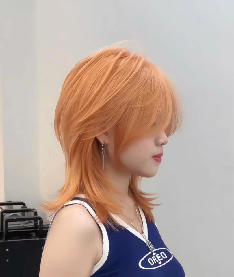 tóc mullet nữ mặt tròn
