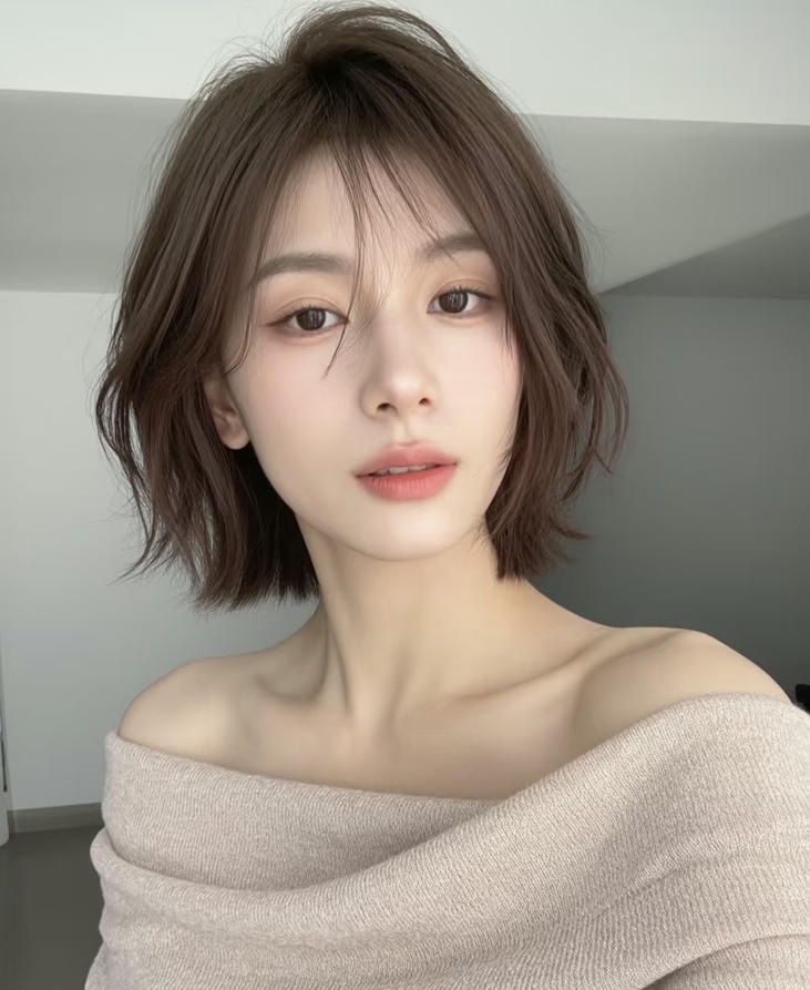 tóc ngắn nữ mặt tròn nhẹ nhàng nữ tính