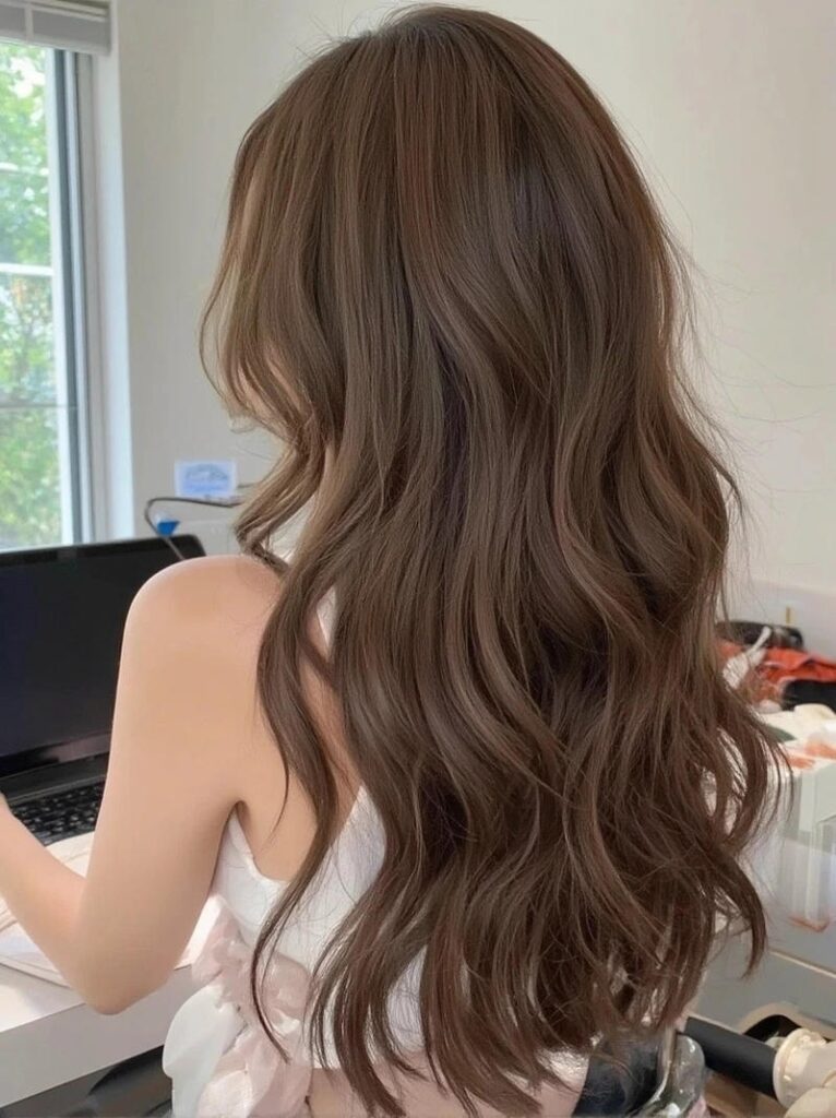 tóc uốn đuôi gợn sóng nhẹ