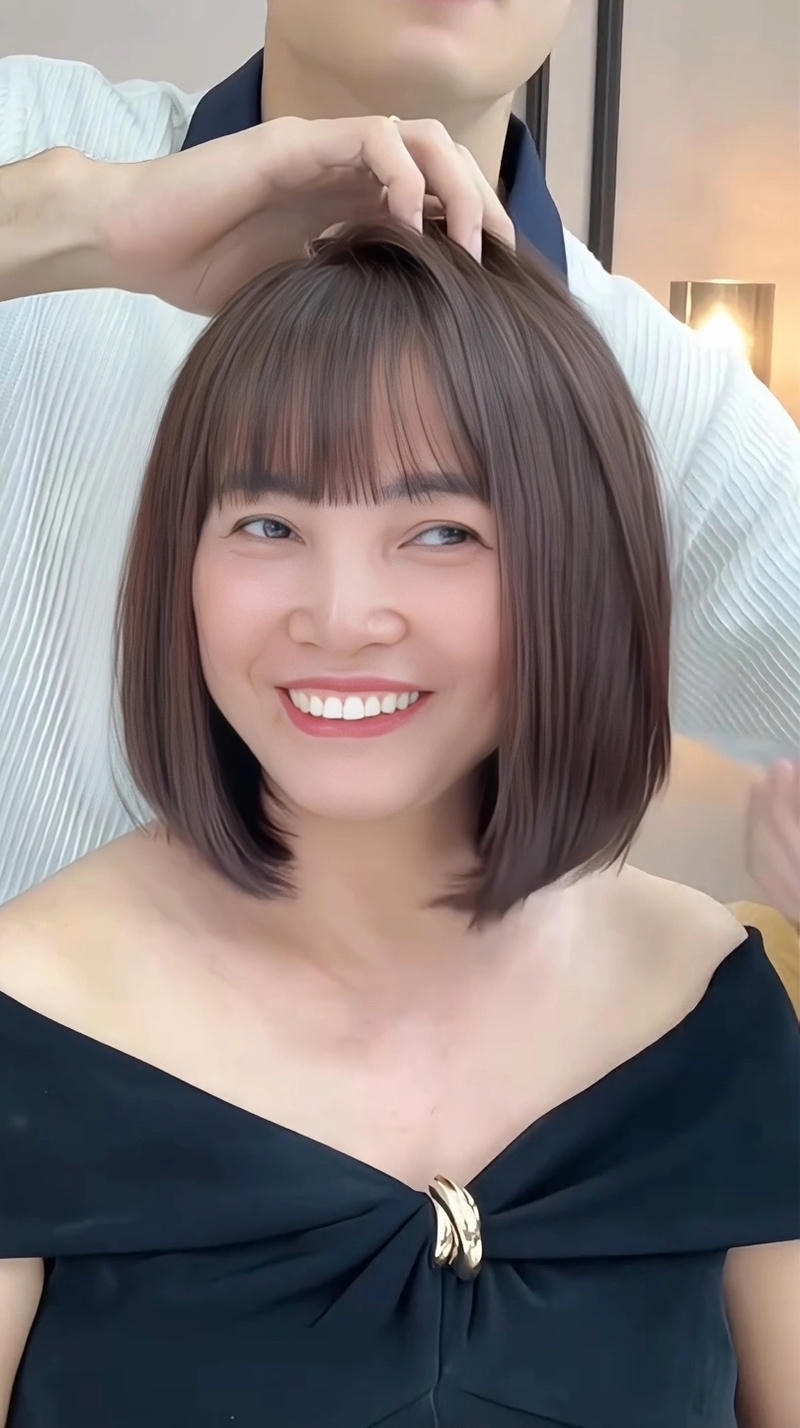 tóc uốn phồng cho phụ nữ trung niên