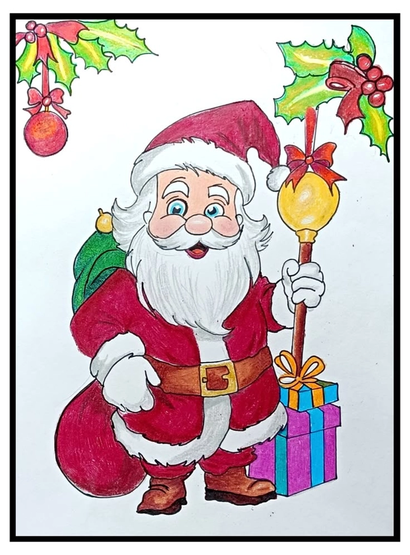 vẽ ông già noel đơn giản