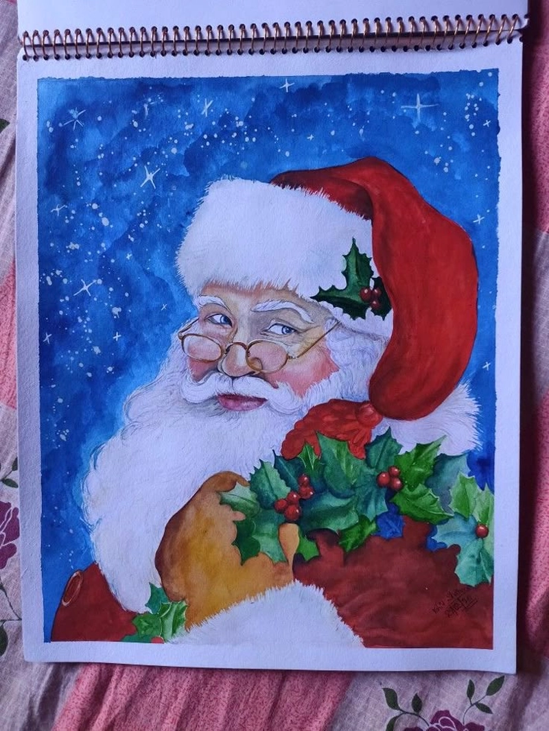 vẽ tranh khuôn mặt ông già noel