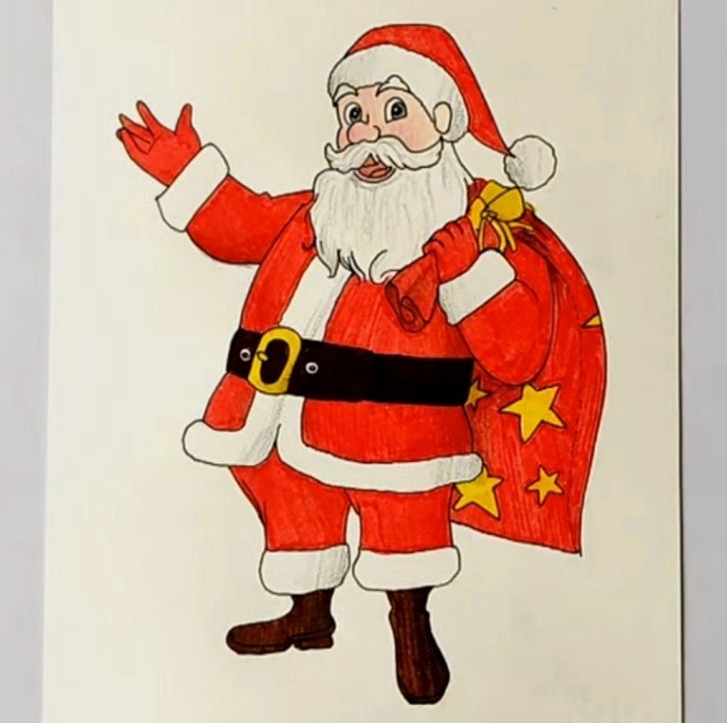 vẽ tranh ông già noel cực dễ vẽ