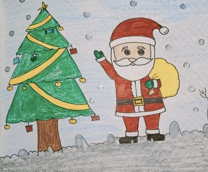 vẽ tranh ông già noel dễ vẽ
