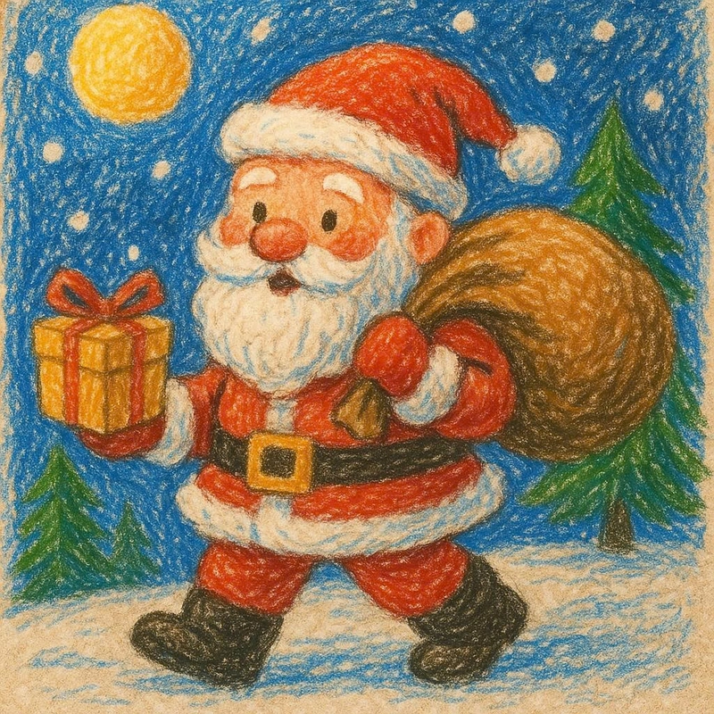 vẽ tranh ông già noel đi phát quà
