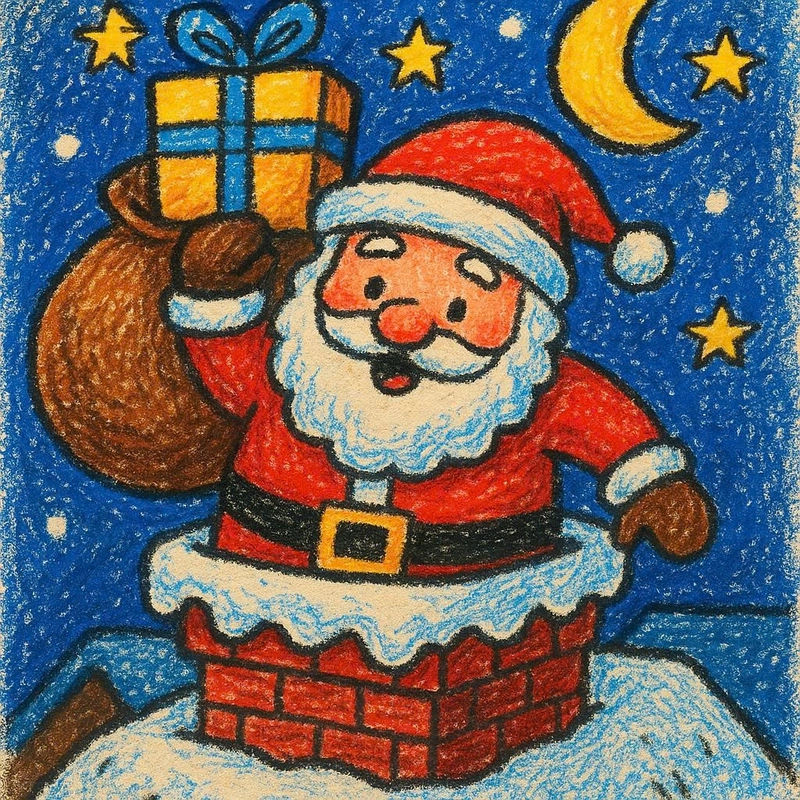 vẽ tranh ông già noel đi tặng quà