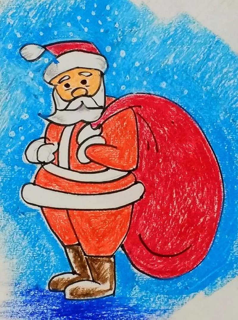 vẽ tranh ông già noel đi trao quà đêm giáng sinh