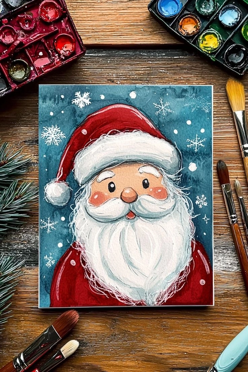 vẽ tranh ông già noel nghệ thuật
