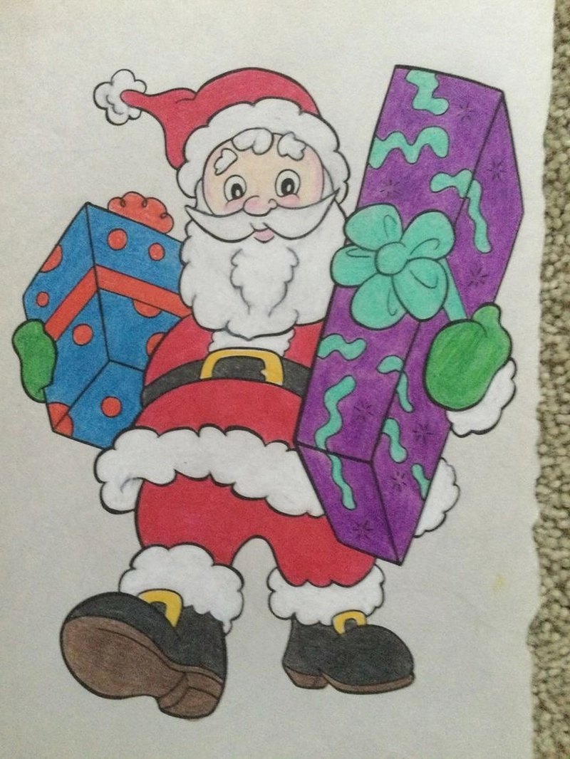 vẽ tranh ông già noel phát những món quà